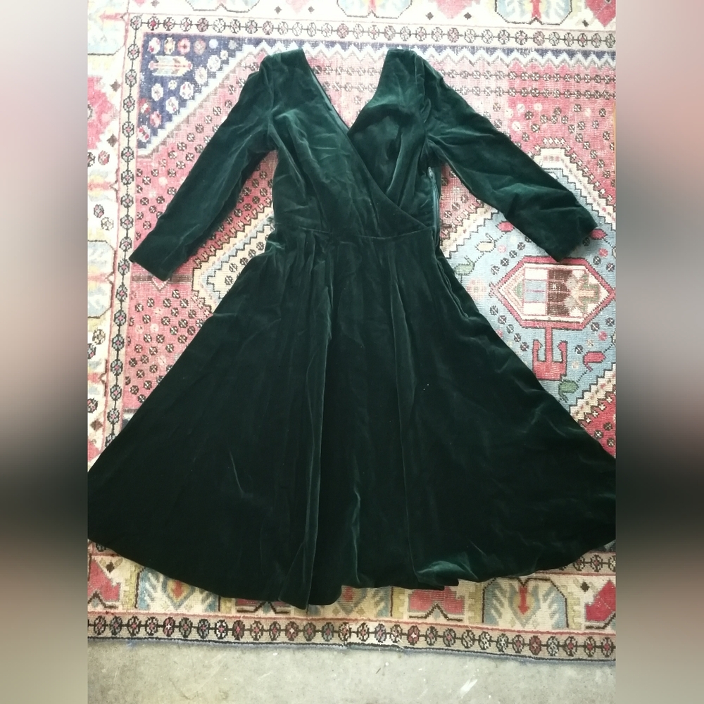 Laura Ashley Green Velvet Dress